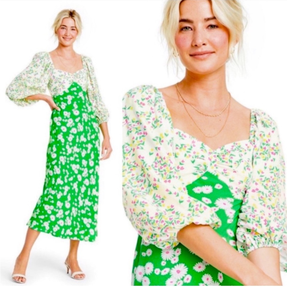 RIXO x Target Green Daisy Midi Dress  Sz 20W/22W